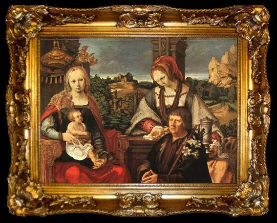 framed  Lucas van Leyden Madonna and Child with Mary Magdalene and a Donor, ta009-2